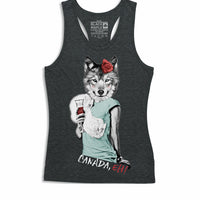 Lady Wolf with Wine Womens Tanktop