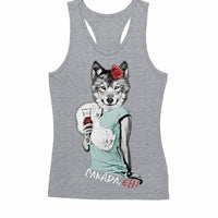 Lady Wolf with Wine Womens Tanktop