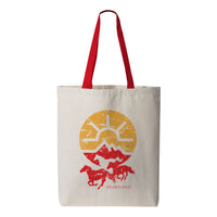 Heartland Running Horses Canvas Tote Natural with Red