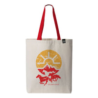 Heartland Running Horses Canvas Tote Natural with Red