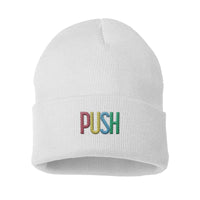 PUSH Colourful Embroidered Logo Knitted Cuffed Tuque