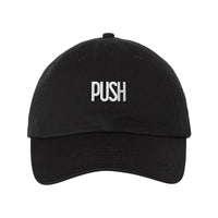 PUSH White Embroidered Logo Dad Cap Black