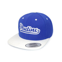 Poutine Baseball Logo Flat Brim Snapback Cap White with Royal