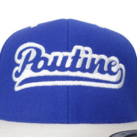 Poutine Baseball Logo Flat Brim Snapback Cap White with Royal