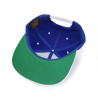 Poutine Baseball Logo Flat Brim Snapback Cap White with Royal