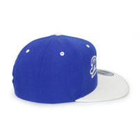 Poutine Baseball Logo Flat Brim Snapback Cap White with Royal