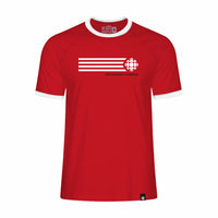 CBC White Gem Retro Stripe Ringer Tee Red with White