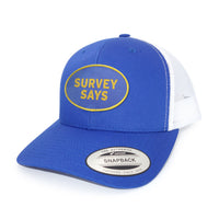 Survey Says Royal Blue and White Five Panel Trucker Cap