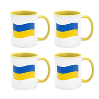 Support Ukraine 11 oz Mug Set 4 pack Ukraine Flag
