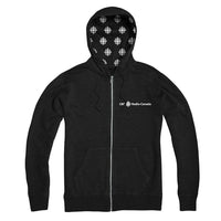 CBC Radio Canada White Hood Pattern Zip Hoody
