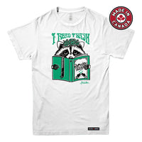 Anna M. Cullen x Black Maple Trading - Artist Collab: Raccoon Reading Trash T-shirt