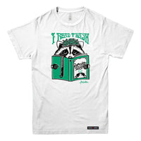 Anna M. Cullen x Black Maple Trading - Artist Collab: Raccoon Reading Trash T-shirt