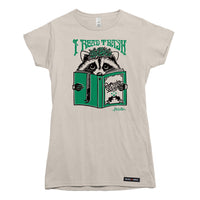 Anna M. Cullen x Black Maple Trading - Artist Collab: Raccoon Reading Trash T-shirt