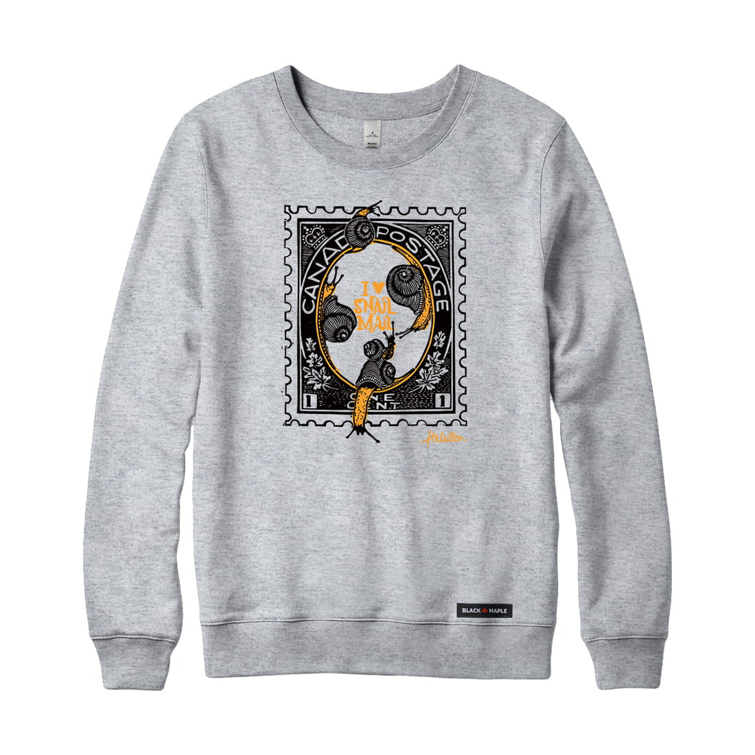 Anna M. Cullen x Black Maple Trading - Artist Collab: Snail Mail Stamp Sweatshirt or Hoodie