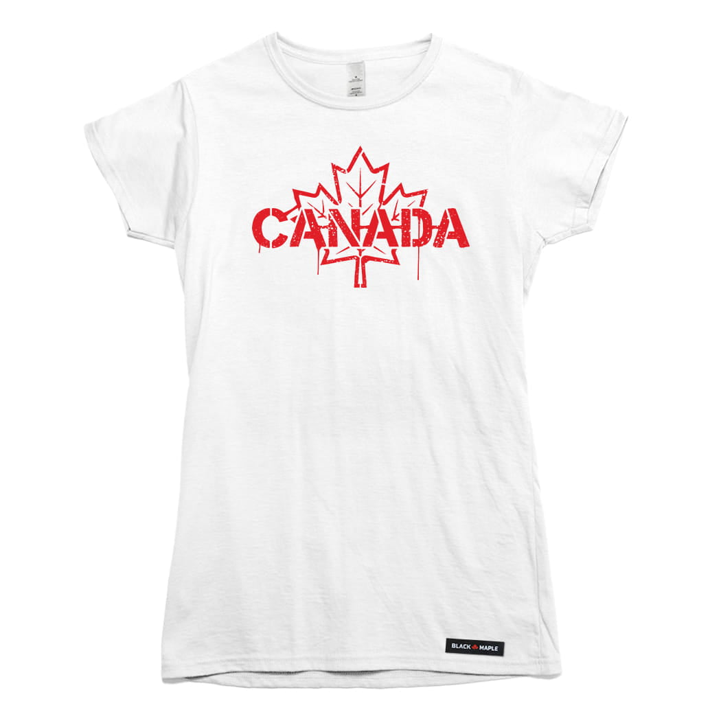 Canada Celebration Stencil Maple Leaf T-shirt