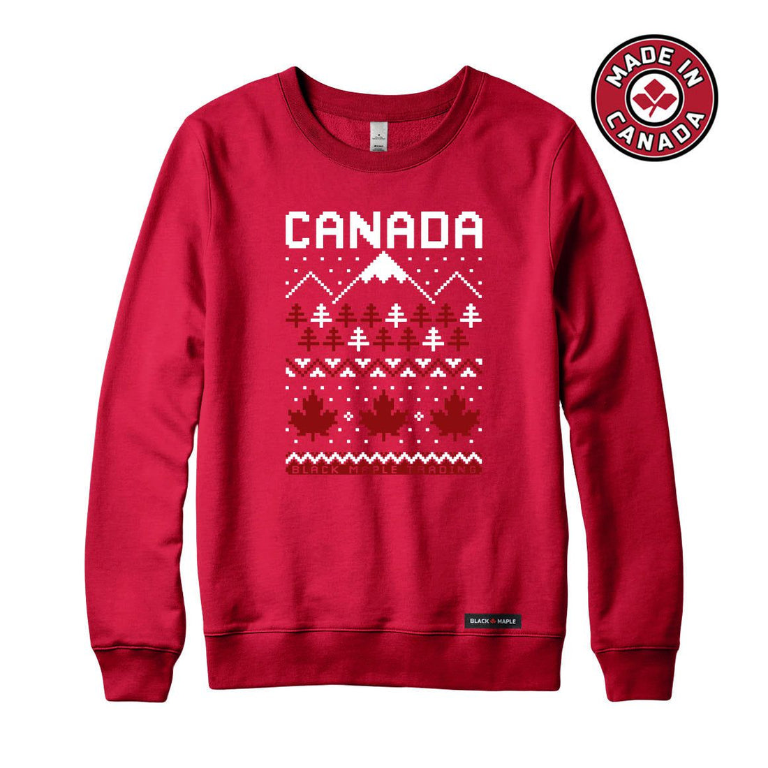 Ugly Christmas Sweater Faux-Knit Canada Crewneck Sweatshirt