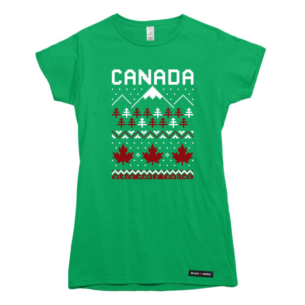 Ugly Christmas Sweater Faux-Knit Canada T-shirt