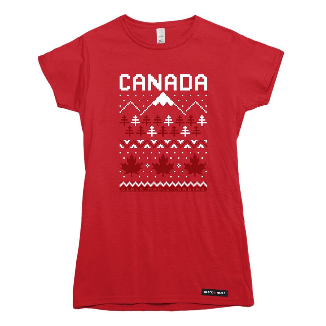 Ugly Christmas Sweater Faux-Knit Canada T-shirt