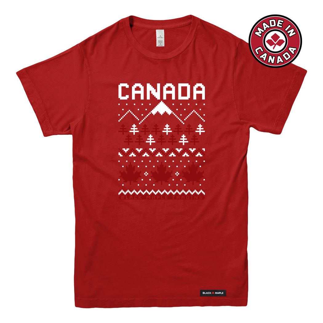Ugly Christmas Sweater Faux-Knit Canada T-shirt