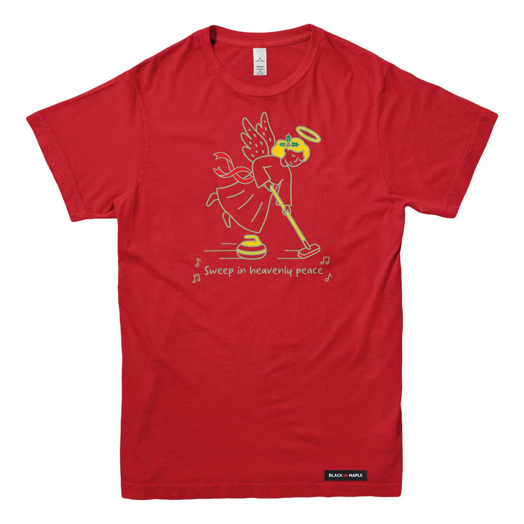 Christmas Curling Angel Mens T-shirt