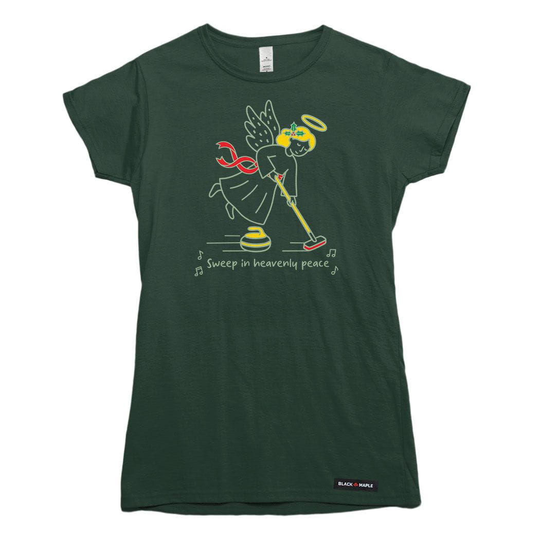 Christmas Curling Angel Womens T-shirt