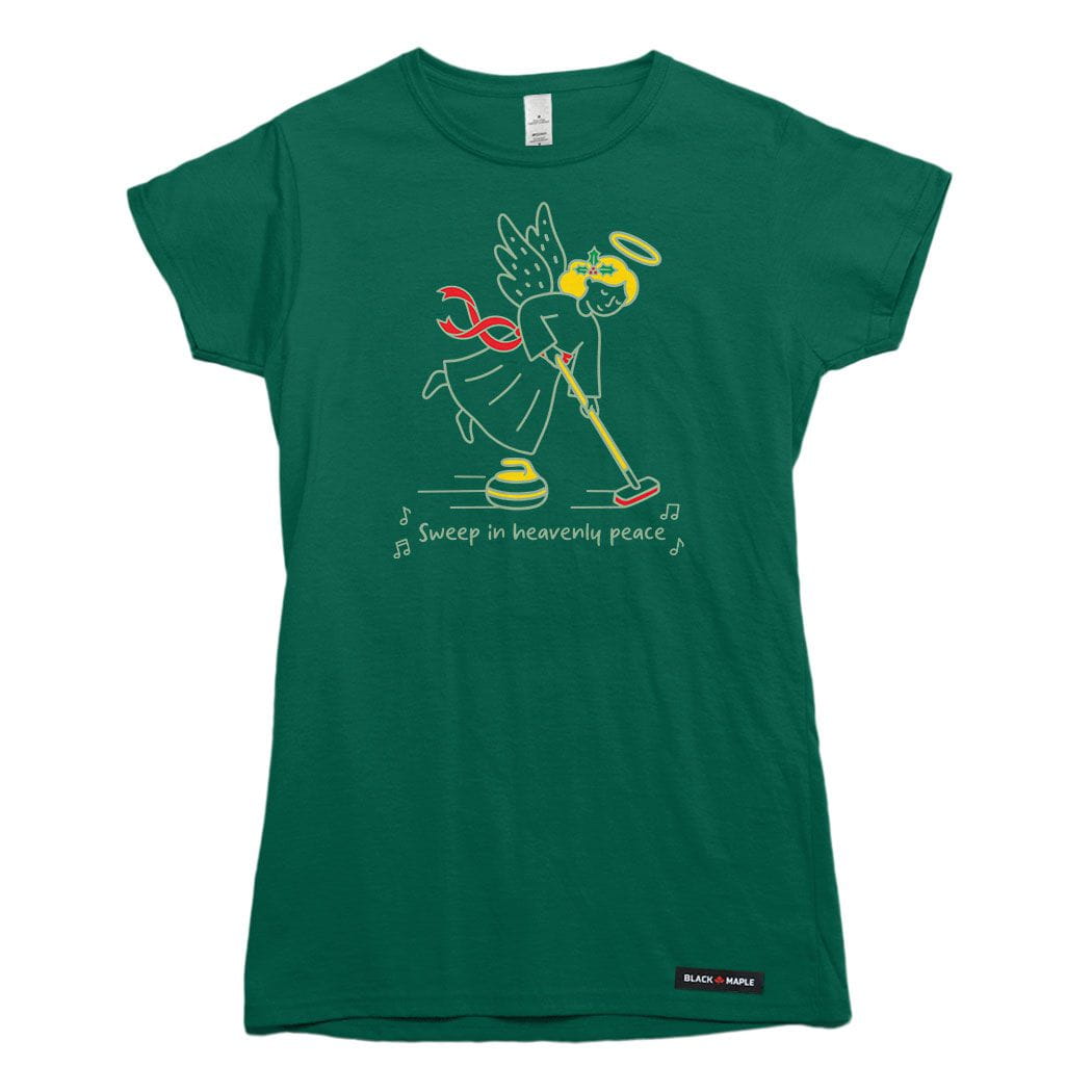 Christmas Curling Angel Womens T-shirt