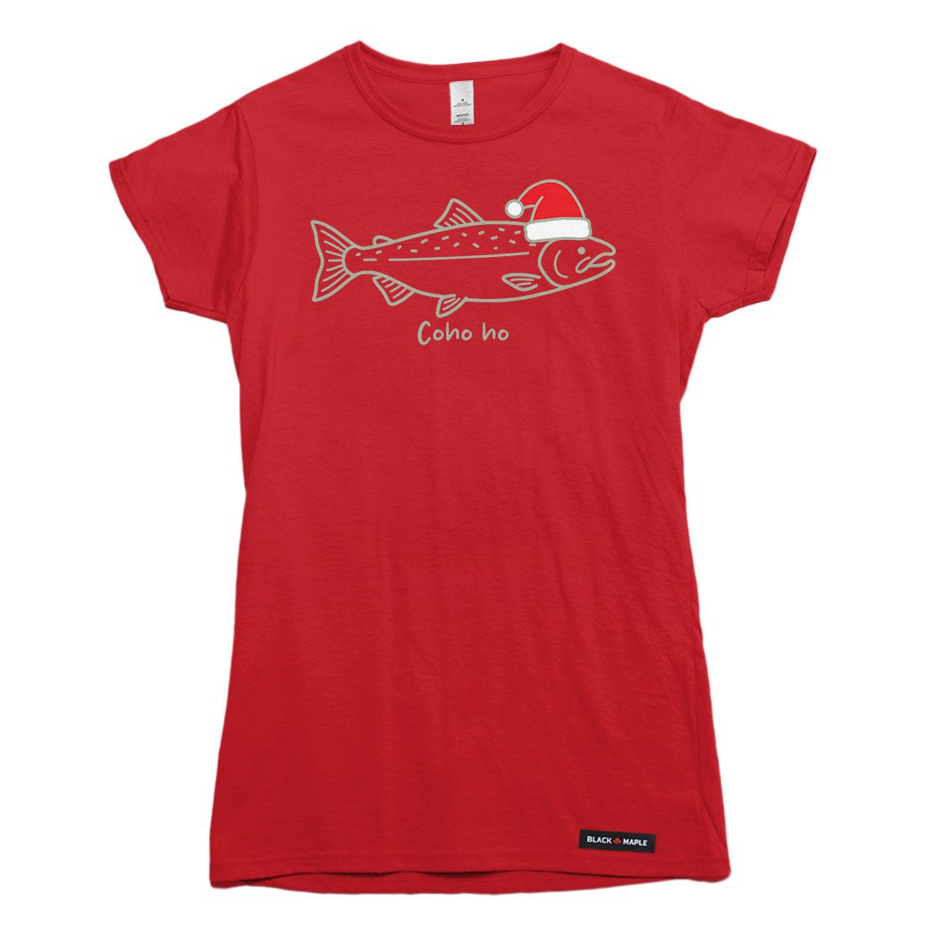 Coho Ho Christmas Salmon Womens T-shirt