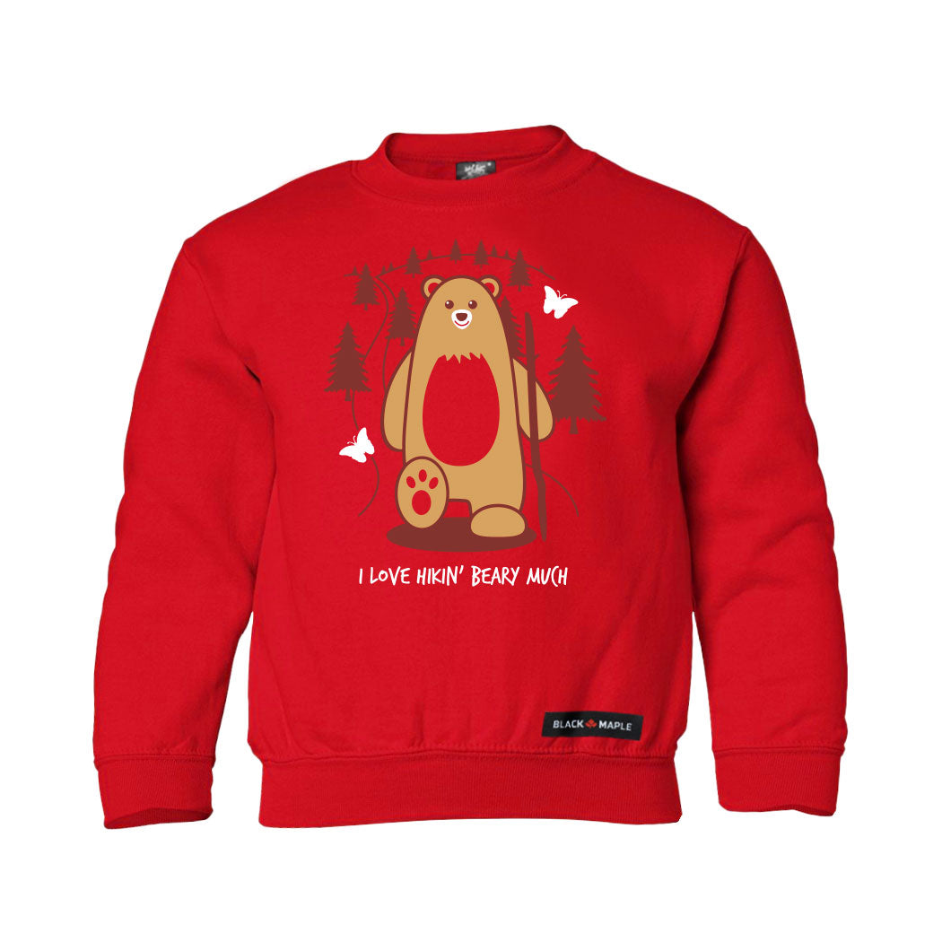 I Love Hiking Beary Much Kids Crewneck Sweatshirt