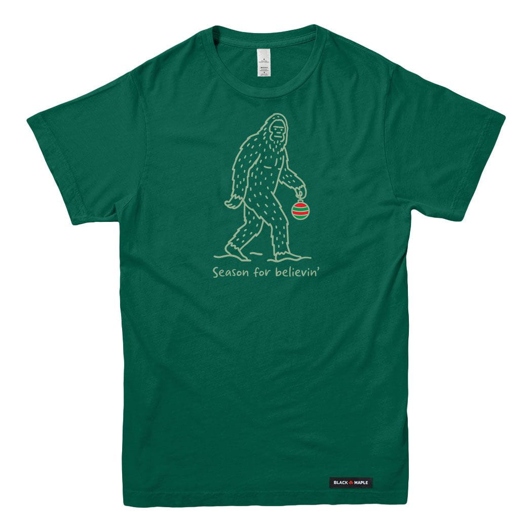 Season for Believin Christmas Sasquatch Mens T-shirt