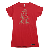 Season for Believin Christmas Sasquatch Womens T-shirt