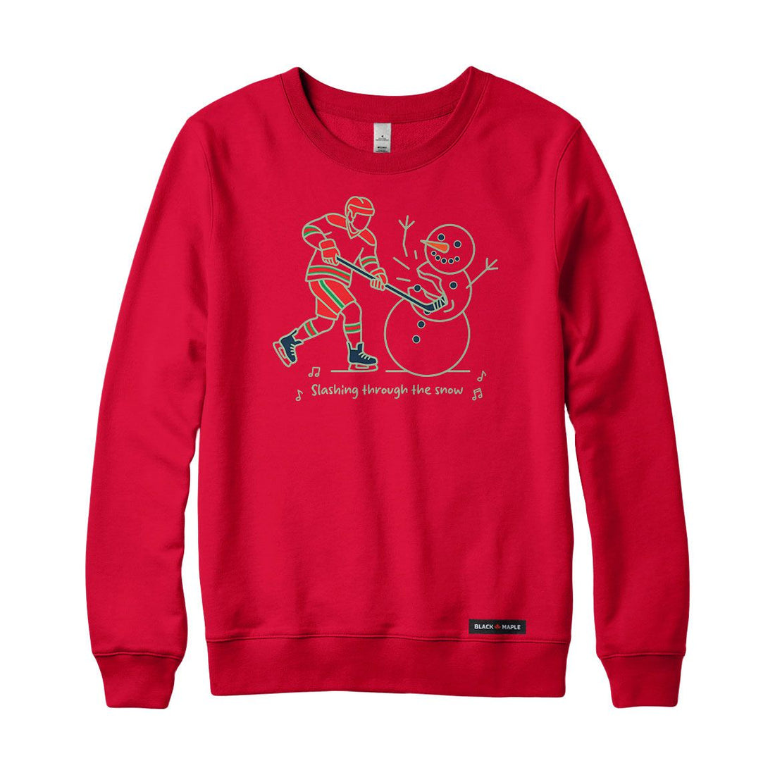 Slashing through the Snow Christmas Hockey Crewneck Sweatshirt