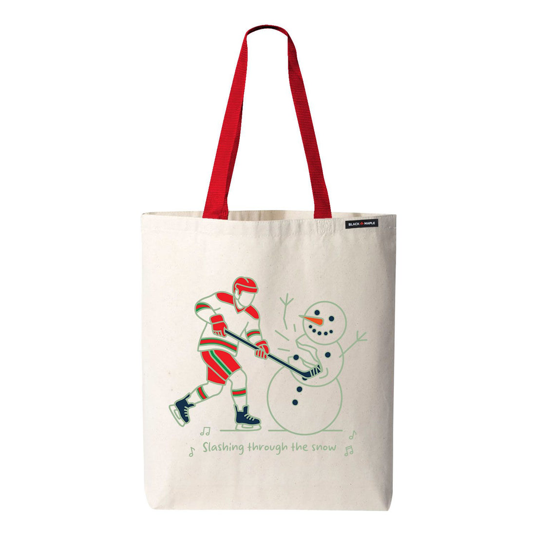 Slashing through the Snow Christmas Hockey Tote Bag