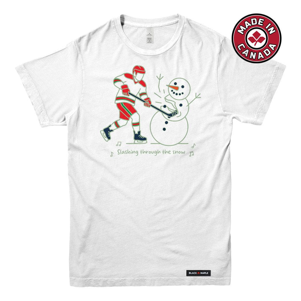 Slashing through the Snow Christmas Hockey Mens T-shirt