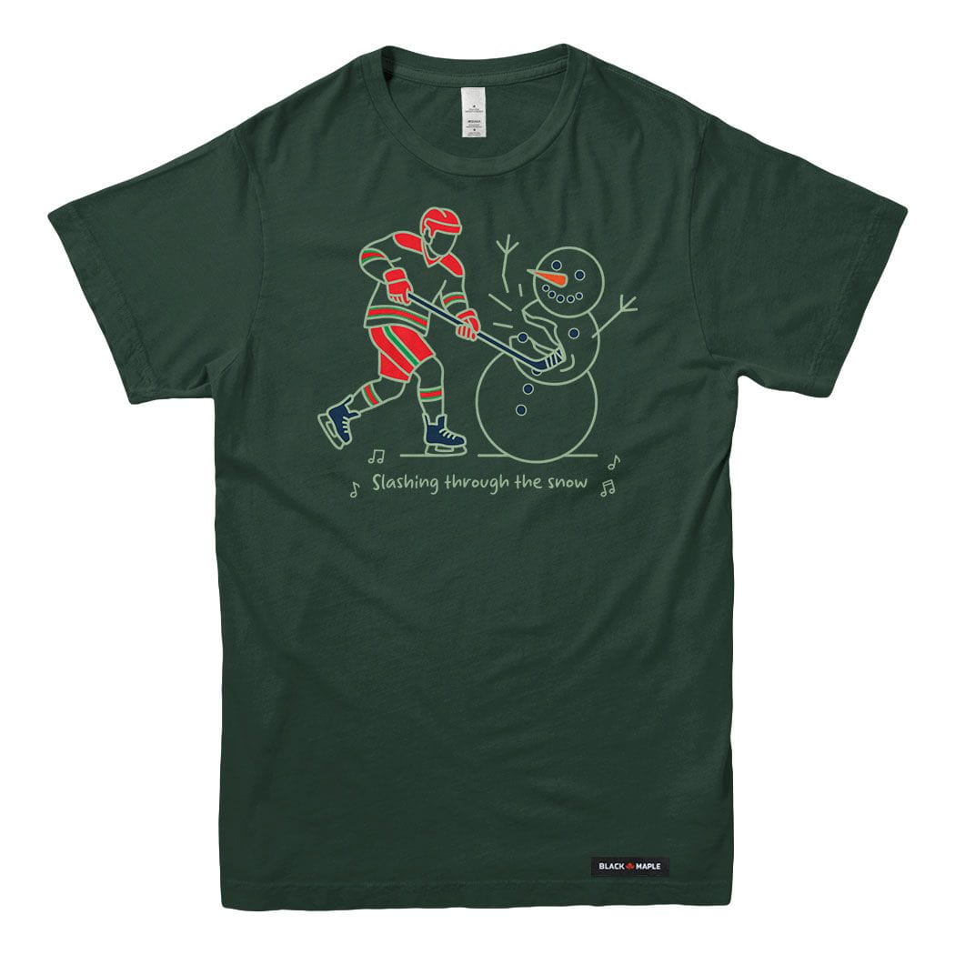 Slashing through the Snow Christmas Hockey Mens T-shirt