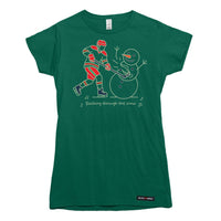 Slashing through the Snow Christmas Hockey Womens T-shirt