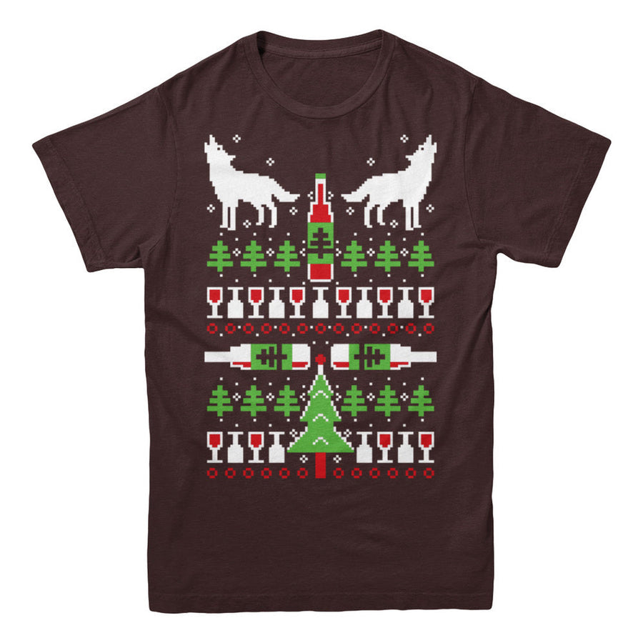 Wolf Wine Ugly Christmas Sweater T-shirt