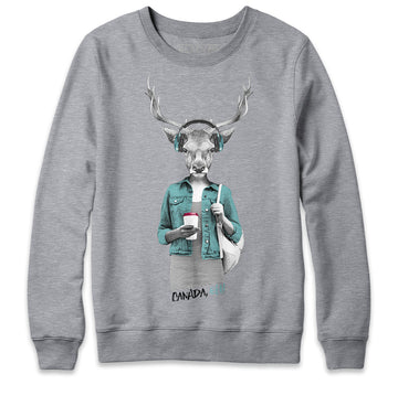 Cerf avec sweat ras du cou Latte