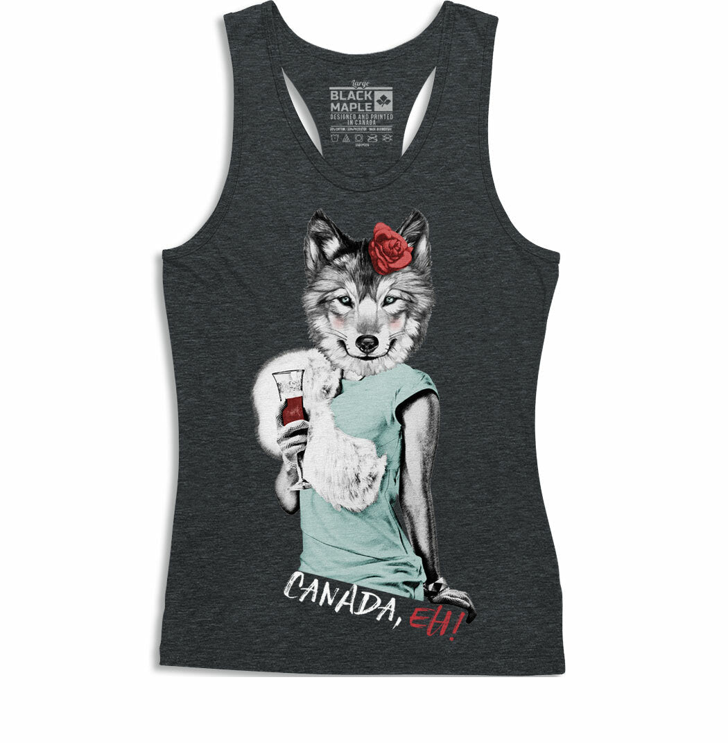 Lady Wolf with Wine Womens Tanktop
