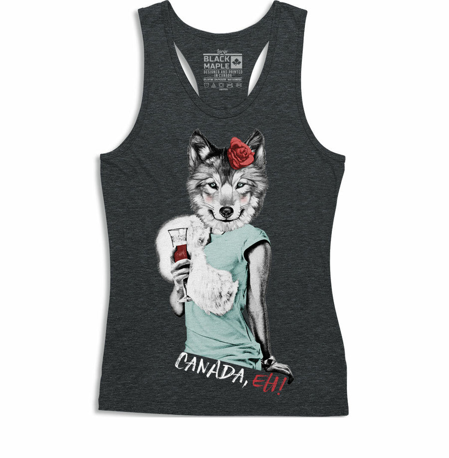Lady Wolf with Wine Womens Tanktop