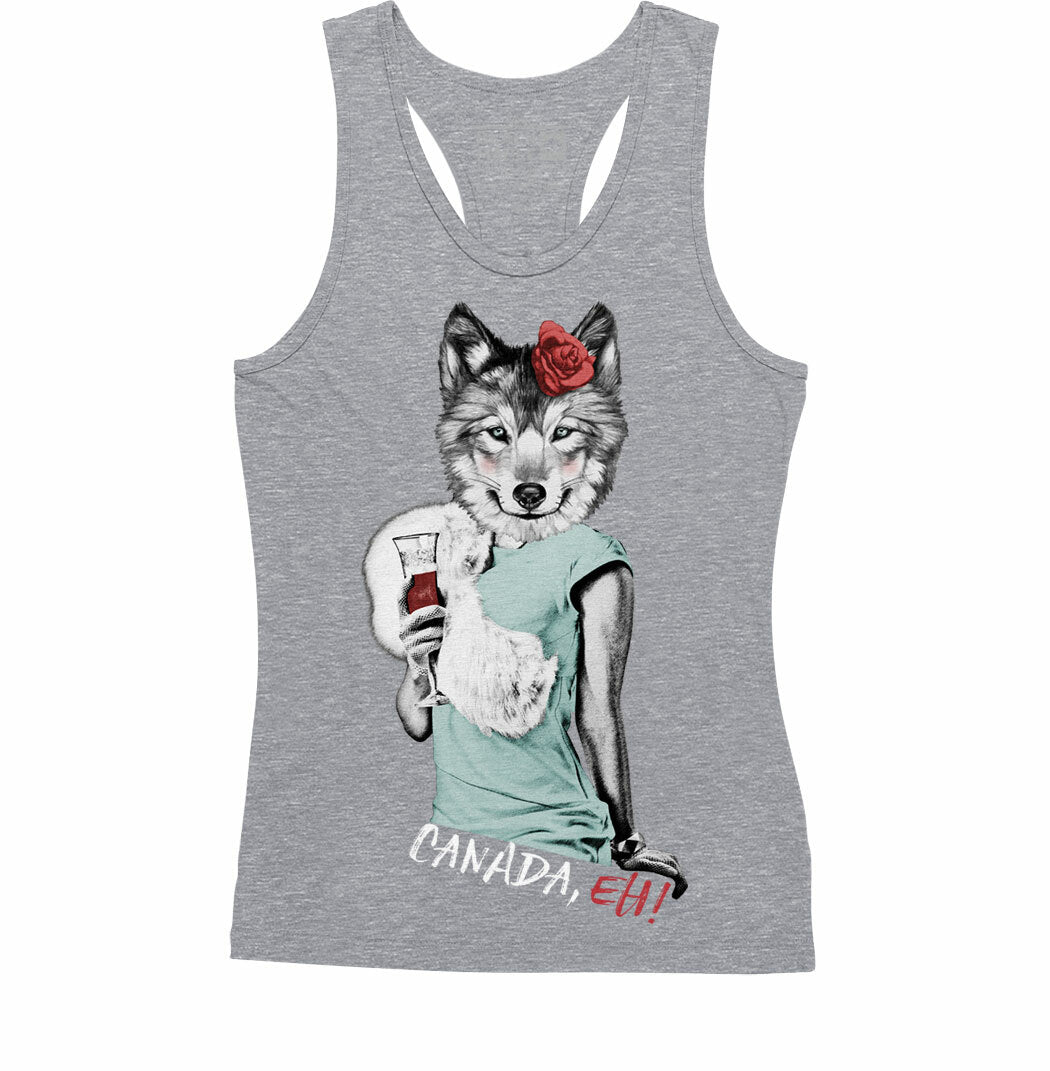 Lady Wolf with Wine Womens Tanktop