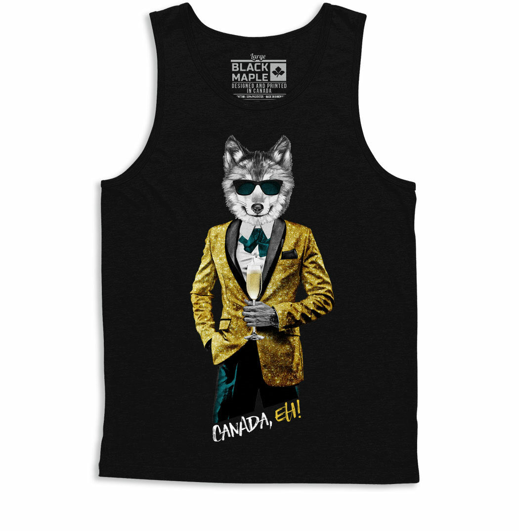 Tuxedo Wolf with Champagne Mens Tanktop