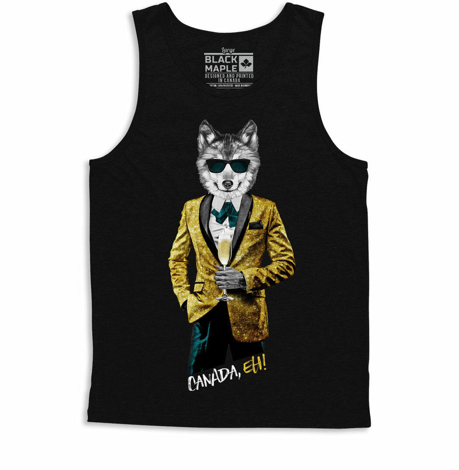 Tuxedo Wolf with Champagne Mens Tanktop