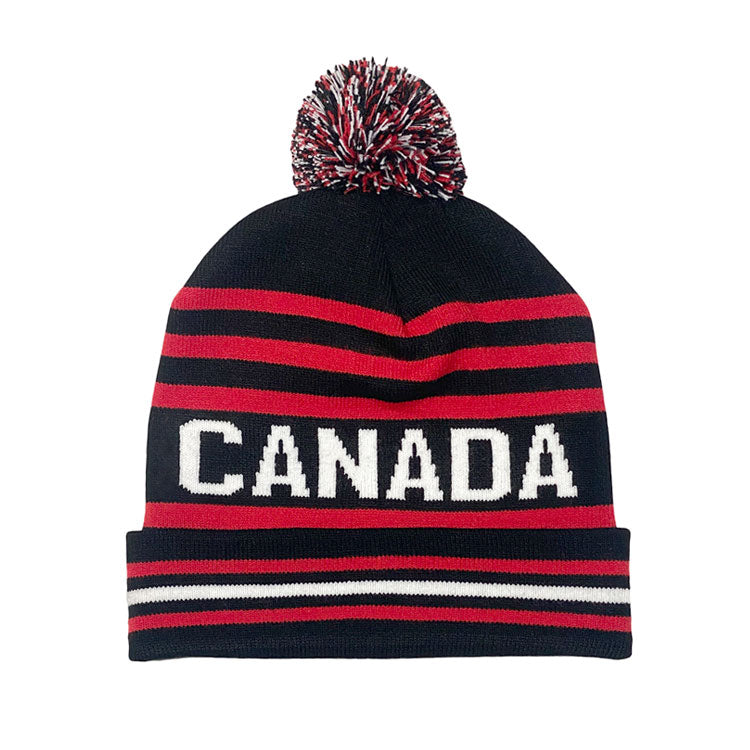 CANADA Tuque en tricot à revers avec pompons Noir Adulte