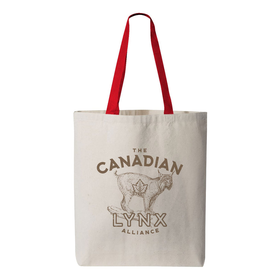 Canadian Lynx Alliance Canvas Tote Bag Natural with Red