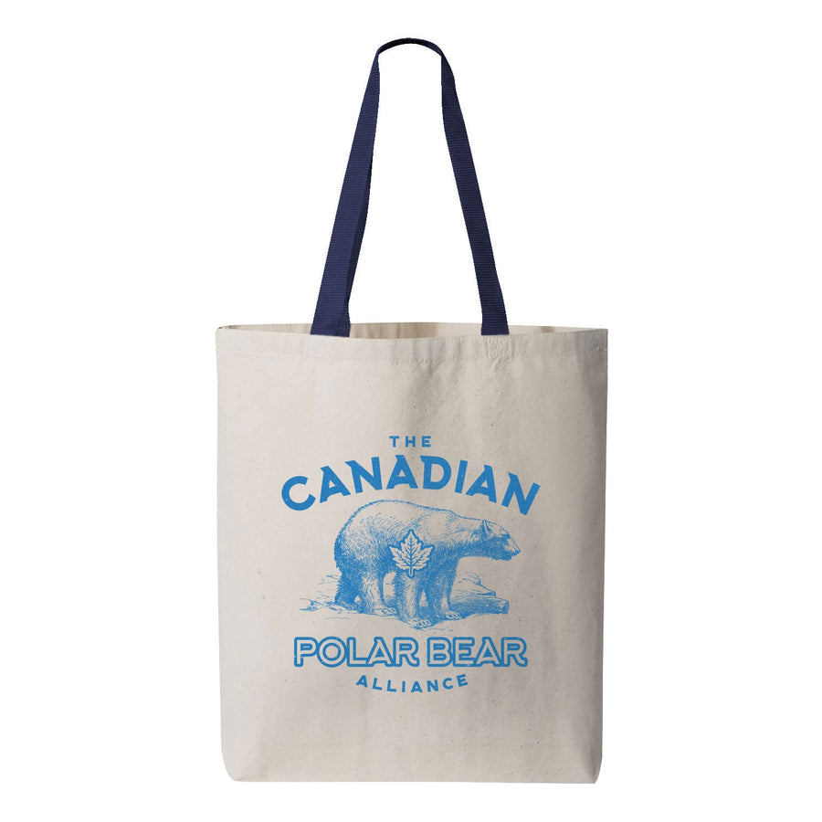 Sac fourre-tout en toile Canadian Polar Bear Alliance naturel avec bleu marine