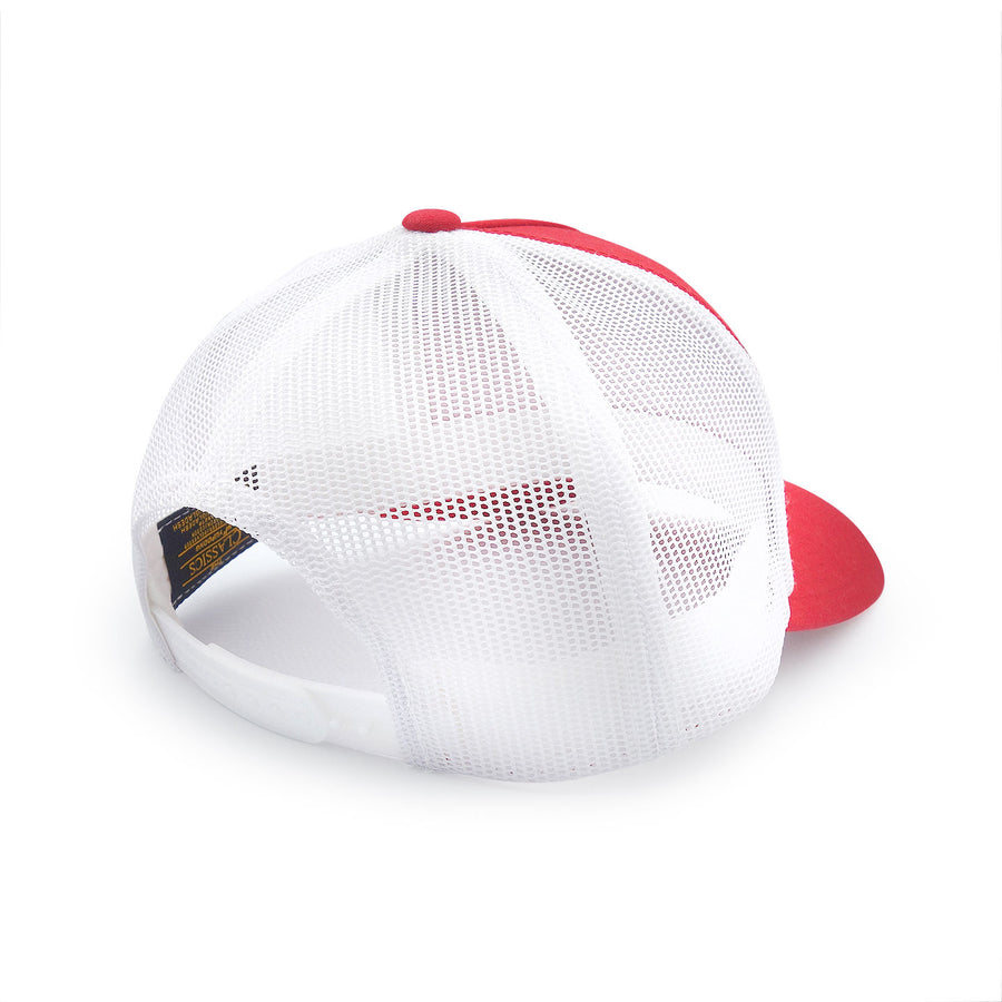 Casquette de camionneur Snapback rouge et blanche fabriquée au Canada