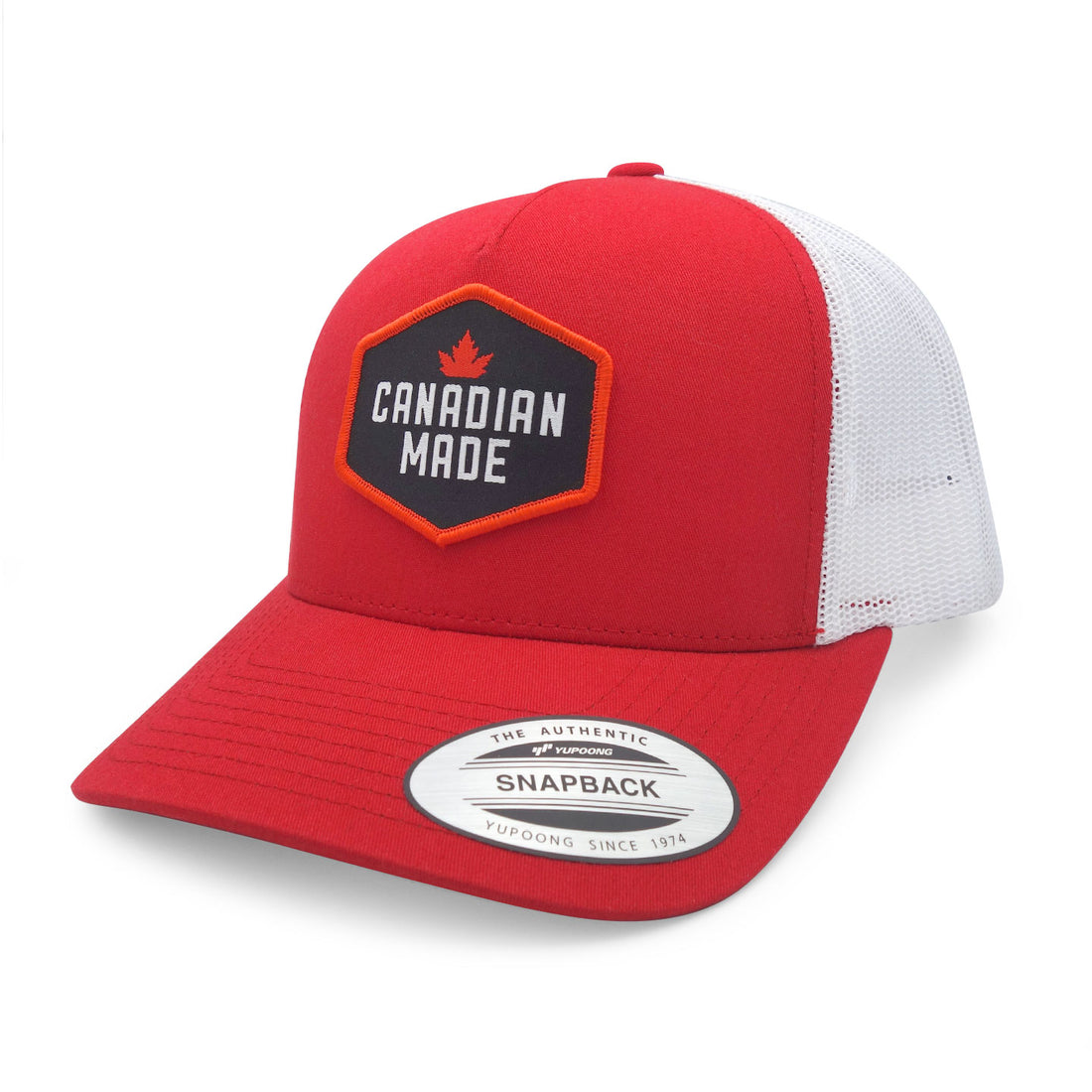 Casquette de camionneur Snapback rouge et blanche fabriquée au Canada