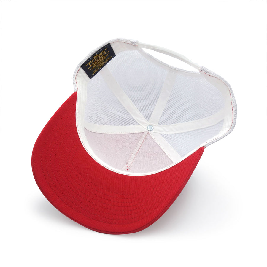 Casquette de camionneur Snapback rouge et blanche fabriquée au Canada