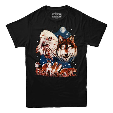 T-shirt loup et aigle classique de la faune