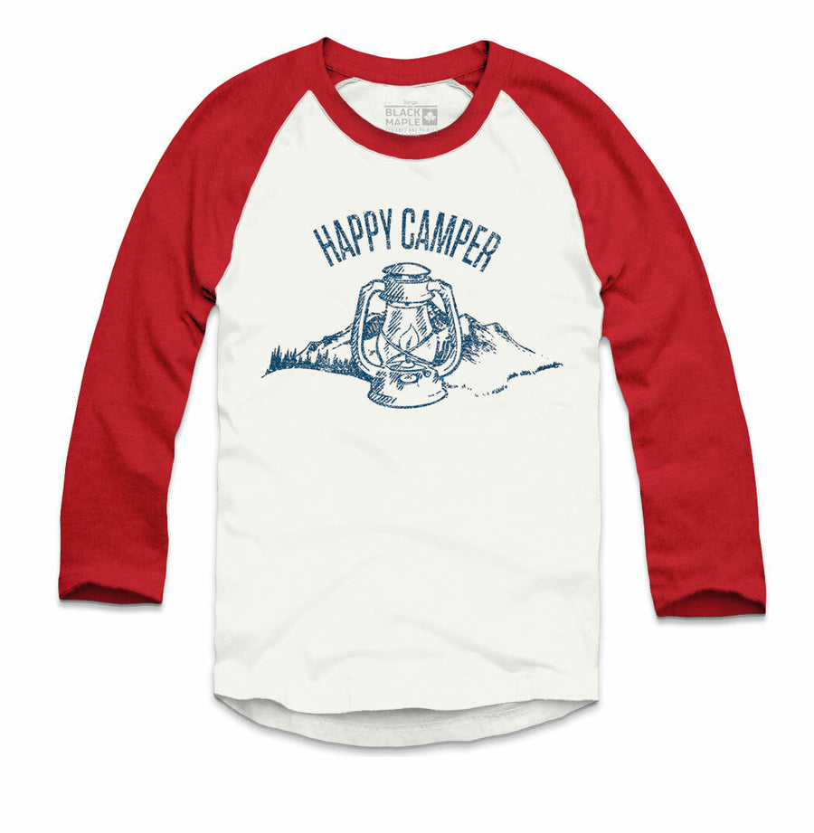 Happy Camper Raglan Baseball Shirt